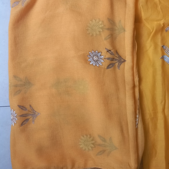 Biba printed cotton fabric yellow color kurta with pant and dupatta - Picture 4 of 5